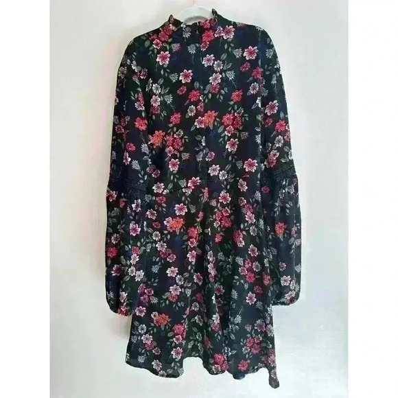 Free Generation Los Angeles Black Floral Crochet Boho Coquette Dress Size Medium - Picture 2 of 9